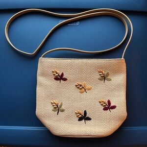 Vintage Floral Crossbody Bag | Embroidered Beaded Weaved Beige Marlo Purse